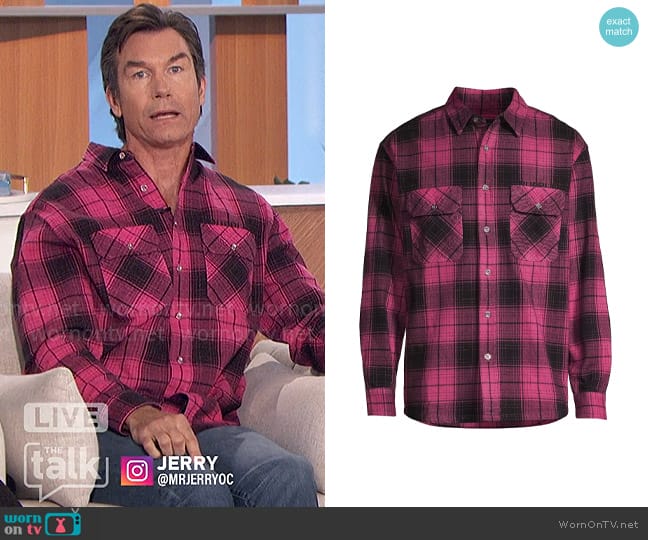 Purple Brand Plaid Cotton Flannel Shirt worn by Jerry O'Connell on The Talk