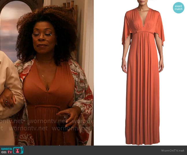 Rachel Pally V-Neck Kimono-Sleeve Empire-Waist A-Line Long Caftan Dress worn by Viola Marsette (Lorraine Toussaint) on The Equalizer