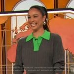 Rachel Smith’s gray contrast cable knit sweater on The Drew Barrymore Show