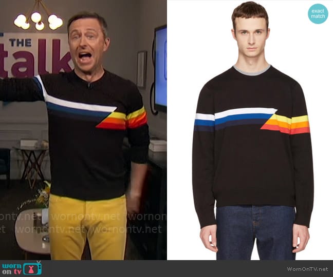 Rag and Bone Glitch Sweater worn by Chris Hardwick on The Talk