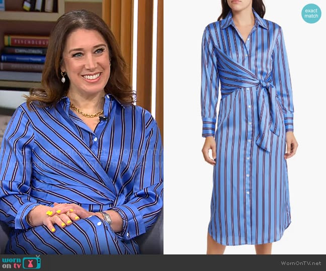 Rails Lacey Dress in Primrose Stripe worn by Sarah Gelman on CBS Mornings