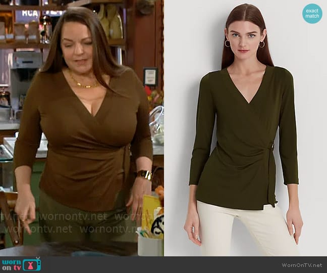 LAUREN Ralph Lauren Stretch Jersey Top worn by Nina Webster (Tricia Cast) on The Young and the Restless