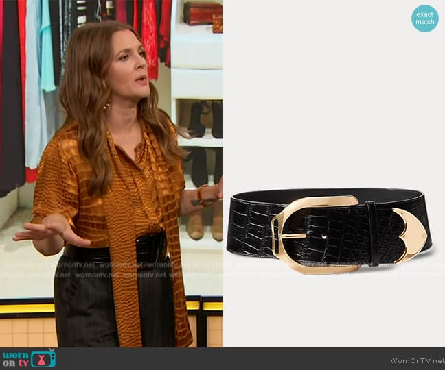 Ralph Lauren Alligator Welington Belt worn by Drew Barrymore on The Drew Barrymore Show