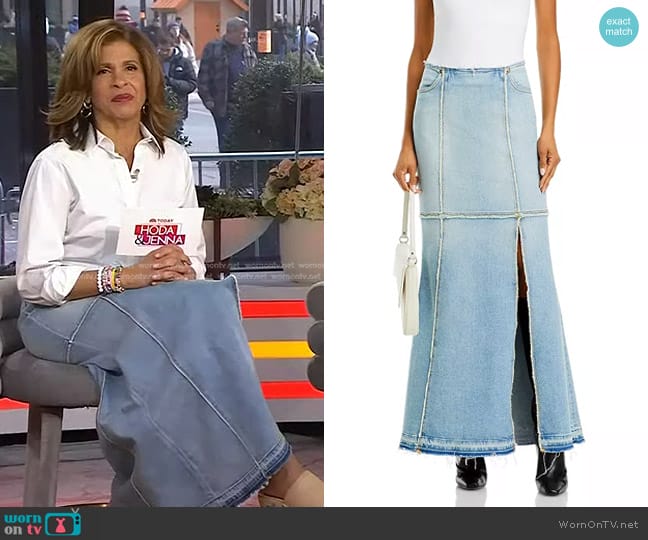 Re/Done Denim Column Maxi Skirt in Mojave worn by Hoda Kotb on Today