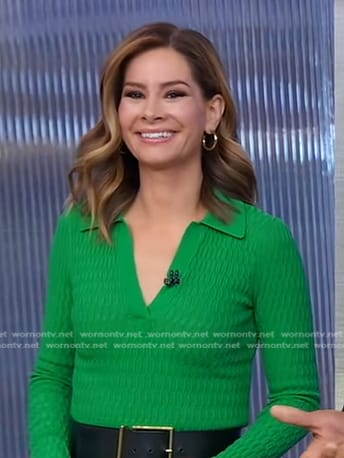 Rebecca’s green textured polo top on Good Morning America