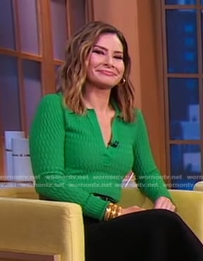 Rebecca’s green textured polo top on Good Morning America