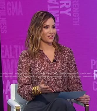 Rebecca’s pink floral blouse on Good Morning America