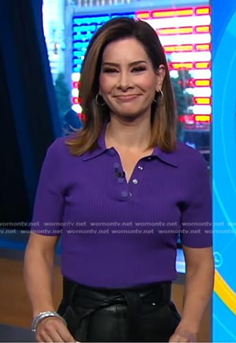 Rebecca’s purple ribbed polo on Good Morning America