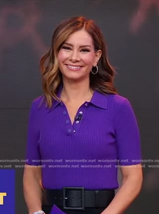 Rebecca’s purple ribbed polo on Good Morning America