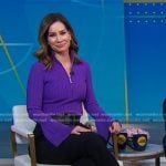 Rebecca’s purple half-zip sweater and black platform pumps  on Good Morning America