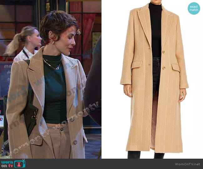 Rebecca Taylor Striped Longline Coat worn by Sarah Horton (Linsey Godfrey) on Days of our Lives