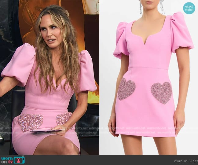 Rebecca Vallance Rochelle Puff Sleeve Mini Dress worn by Keltie Knight on E! News