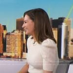Rebecca’s white ribbed puff sleeve sweater on Good Morning America