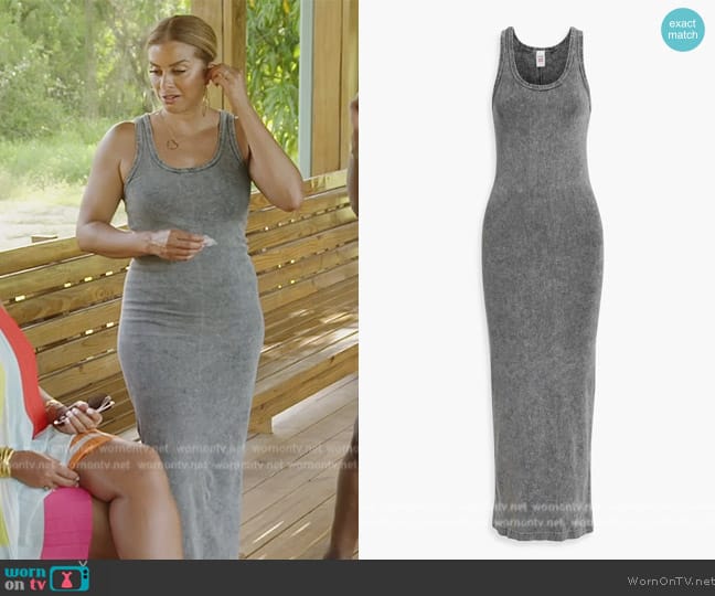 Re/Done by Hanes Faded Ribbed Tank Dress worn by Robyn Dixon on The Real Housewives of Potomac