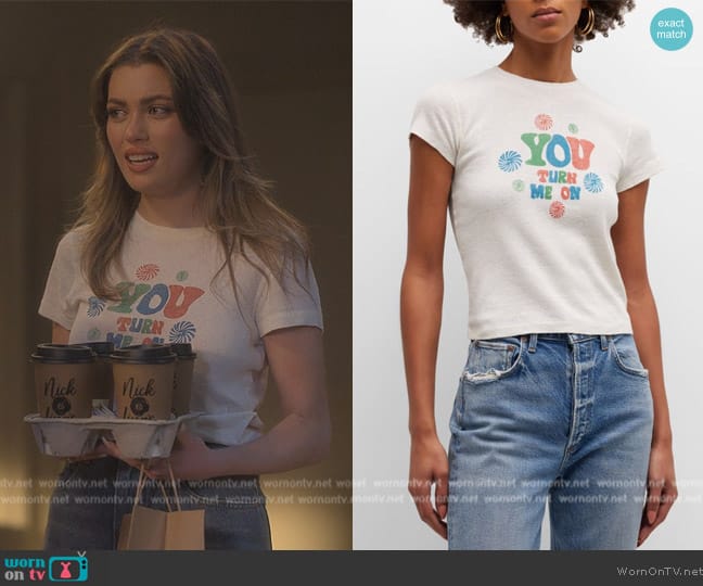 Re/Done You Turn Me On Cropped Baby Tee worn by Lauryn (Amelie Zilber) on Grown-ish