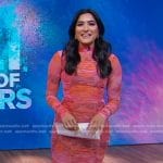 Reena’s pink floral ruched dress on Good Morning America