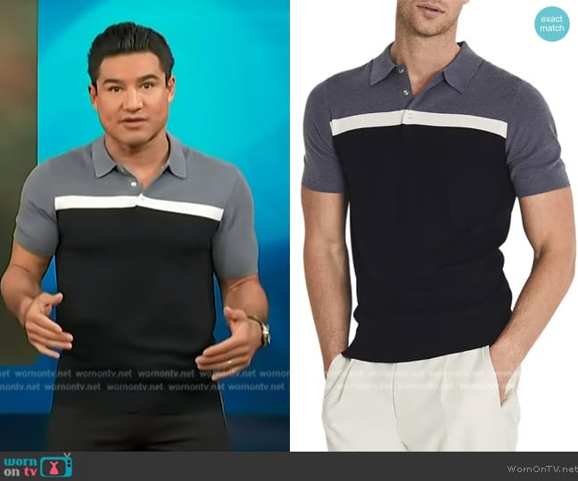 Reiss Cairns Colorblock Polo worn by Mario Lopez on Access Hollywood