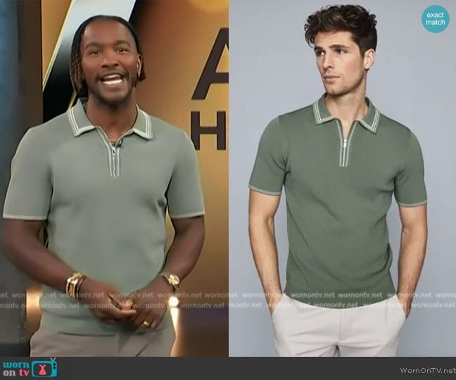 Reiss Stetson Half-Zip Through Polo Shirt worn by Scott Evans on Access Hollywood