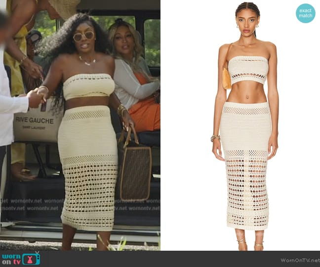 Retrofete Luiz Strapless Top worn by Wendy Osefo on The Real Housewives of Potomac