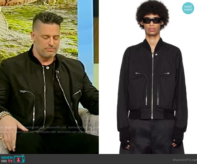 Rick Owens Black Bauhaus Bomber Jacket worn by Joe Manganiello on Tamron Hall Show