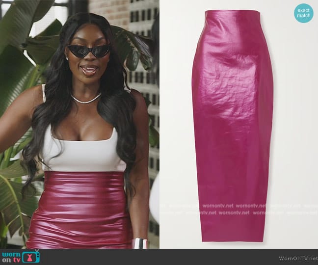 Rick Owens Coated cotton-blend maxi skirt worn by Wendy Osefo on The Real Housewives of Potomac