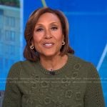 Robin’s green floral knit sweater on Good Morning America