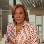 Robin’s orange and white print blouse on Good Morning America