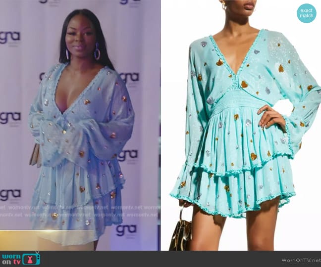 Rococo Sand Tala Short Ruffle Dress worn by Keiarna on The Real Housewives of Potomac