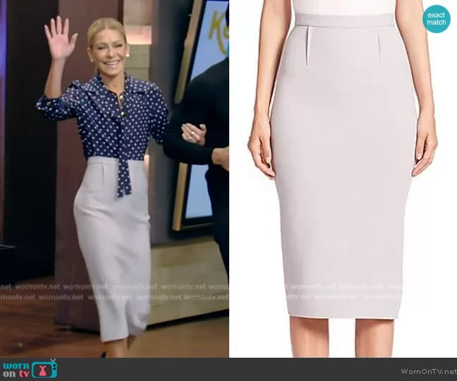 Roland Mouret Arreton Wool Pencil Skirt worn by Kelly Ripa on Live with Kelly and Mark