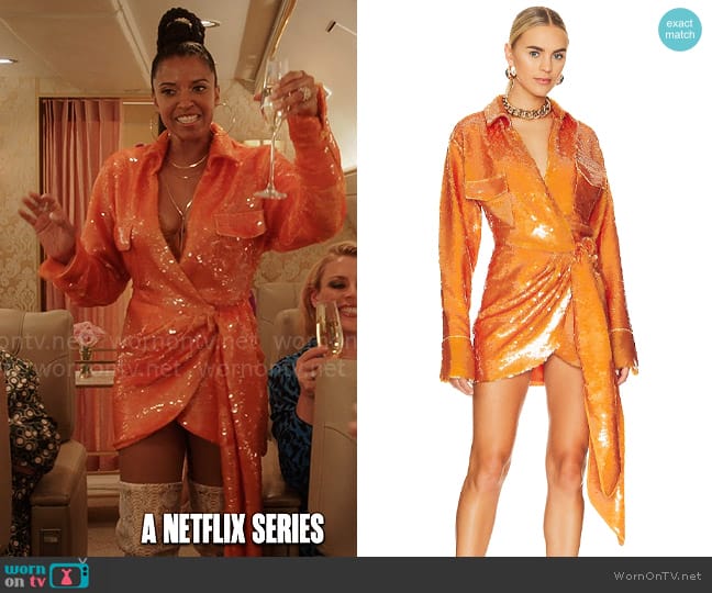 Ronny Kobo Normani Dress worn by Wickie Roy (Renée Elise Goldsberry) on Girls5eva