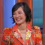 Rosalind Chao’s red floral flare shirtdress on Good Morning America