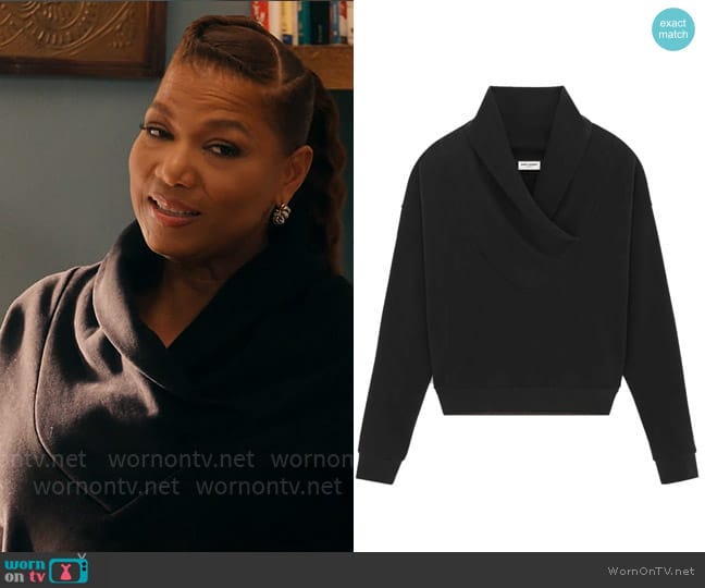 Saint Laurent Shawl Collar Sweatshirt worn by Robyn McCall (Queen Latifah) on The Equalizer