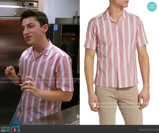 Saks Fifth Avenue Mixed Stripe Shirt worn by Eitan Bernath on The Drew Barrymore Show