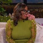 Sana’s olive lace sleeve sweater dress on The Jennifer Hudson Show