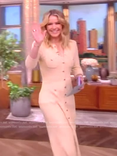 Sara’s textured button front sweater dress on The View