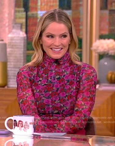 WornOnTV: Sara’s floral print mesh top on The View | Sara Haines ...