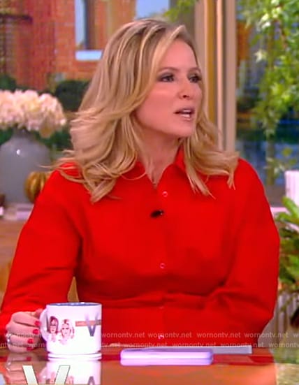 Sara’s red button down peplum shirt on The View