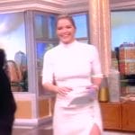 Sara’s white button tweed skirt and top on The View