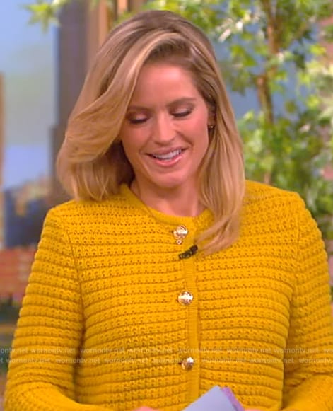 WornOnTV: Sara’s yellow knit cardigan on The View | Sara Haines ...