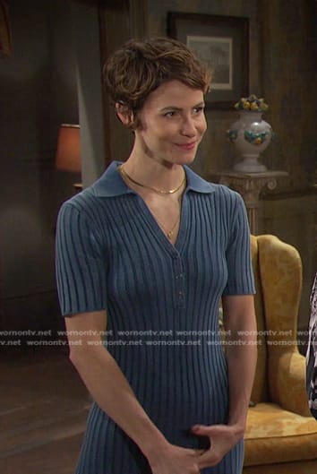 Sarah's blue ribbed polo dress on Days of our Lives