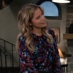 Sasha's blue and red floral long sleeved dress on General Hospital