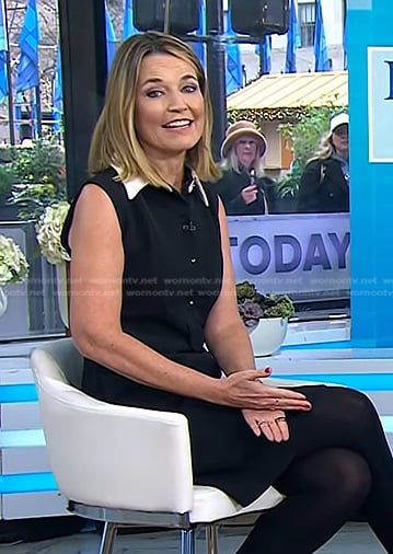 Savannah's black sleeveless collared dress on Today