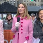 Savannah’s pink scalloped contrast coat on Today