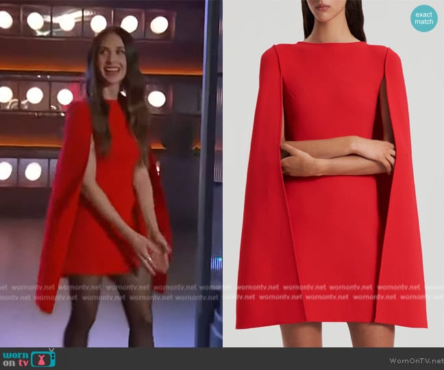 Scanlan Theodore Crepe Knit Cape Dress worn by Alison Brie on The Kelly Clarkson Show