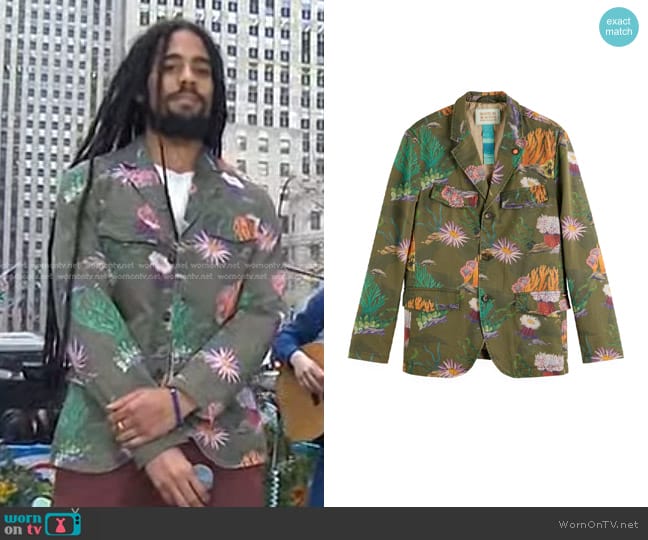 Scotch & Soda Allover Printed Twill Safari Blazer worn by Skip Marley on Today