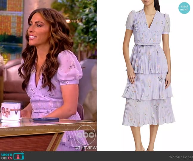 Self Portrait Tiered pleated floral-print chiffon midi dress worn by Alyssa Farah Griffin on The View