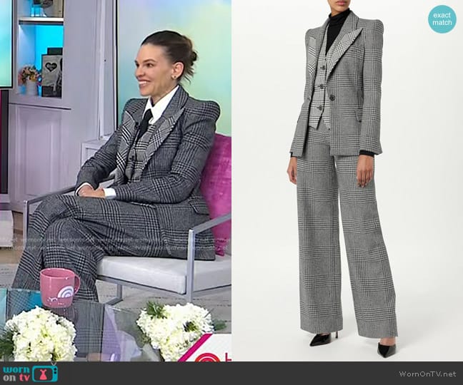 Sergio Hudson vest, Jacket and Pants worn by Hilary Swank on Today