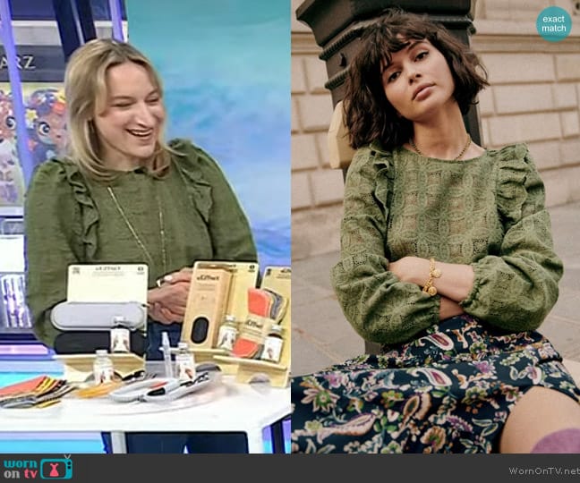 Sezane Salina Blouse worn by Lauren Lannotti on Today