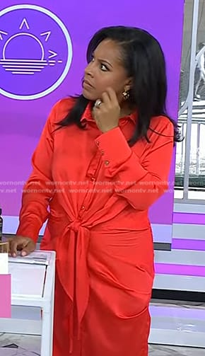 Sheinelle’s red tie front shirtdress on Today