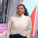 Sheinelle’s white turtleneck sweater and jeans on Today